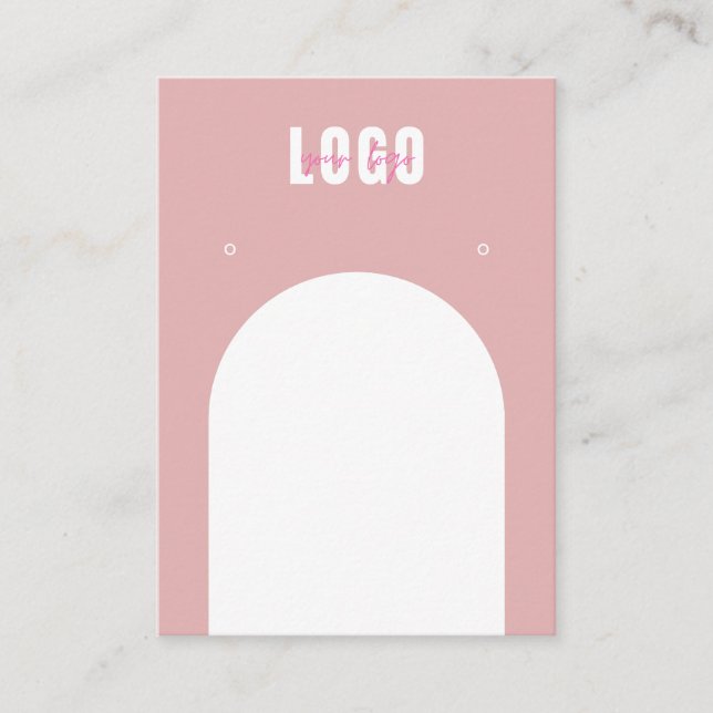 Dusty Pink Arch Add Logo Jewellery Earrings Displa Business Card (Front)