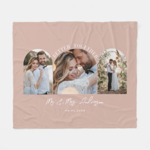 Dusty pink arch multi photo wedding gift decor fleece blanket