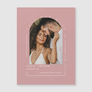 Dusty Pink Arch Photo Save Our Date Magnetic Card