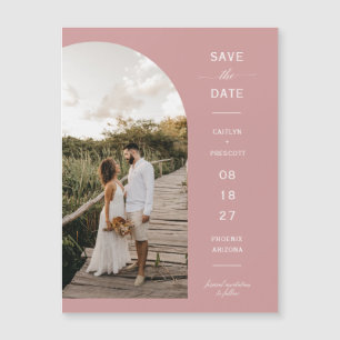 Dusty Pink Arch Photo Save the Date Magnetic Card