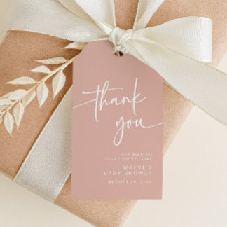 Dusty Pink Baby Shower Favour Tag Thank You Modern