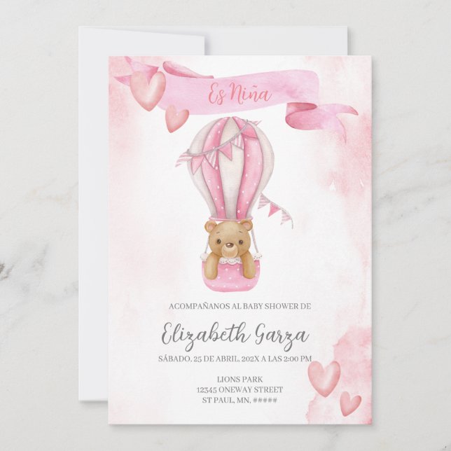 Dusty Pink Baby Shower invitation banner for girl (Front)