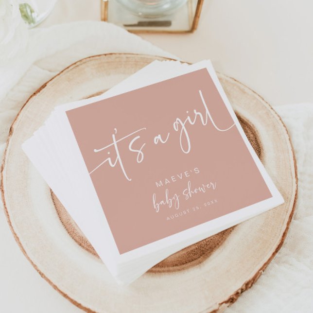 Dusty Pink Baby Shower Paper Napkins Modern Girl (Creator Uploaded)