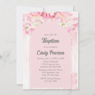 Dusty pink baptism invitation 