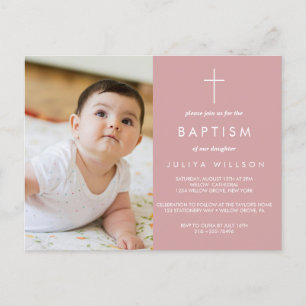 Dusty pink Baptism photo  Postcard