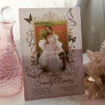 Dusty Pink, Beige Butterflies Quinceanera Invite<br><div class="desc">Dusty pink,  beige,  and silver butterflies Quinceanera invitation with decorative photo frame. Choose between silver,  gold,  or rose gold foil details. Versatile for pink,  blush vintage themes. Butterflies can easily be resized and repositioned. Upload your pink dress photo over the beautiful antique frame with overlaid pink butterflies.</div>