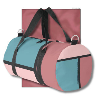 Dusty Pink, Black and your text, tricolor Duffle Bag
