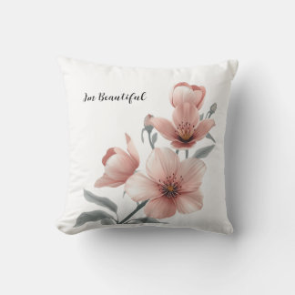 Dusty Pink Blossom Floral Throw Pillow Cover