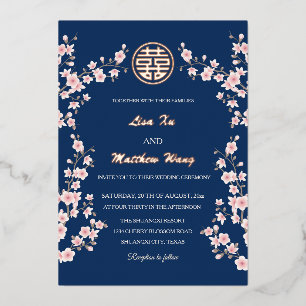 Dusty Pink Blue Cherry Blossom Chinese Wedding