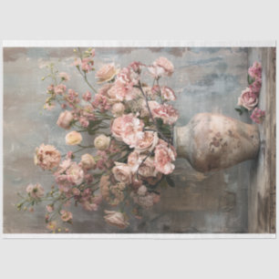 Dusty Pink & Blue Floral Still Life Art Tissue Paper