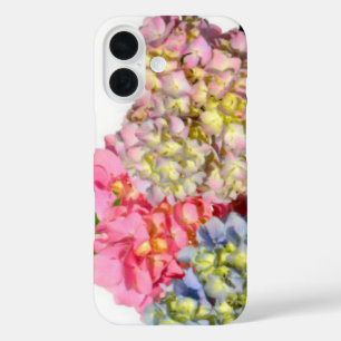 Dusty pink blue yellow green floral hydrangeas  iPhone 16 case