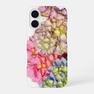 Dusty pink blue yellow green floral hydrangeas iPhone 16 case