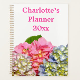 Dusty pink blue yellow green floral hydrangeas  planner