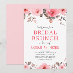 Dusty Pink Blush Floral Bridal Shower Watercolor Invitation