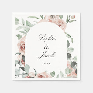 Dusty Pink Blush Floral Eucalyptus Wedding Napkins