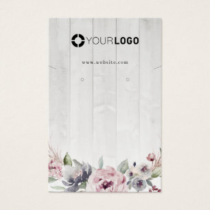 Dusty pink boho floral custom logo earring display