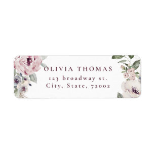 Dusty pink boho floral rustic return address