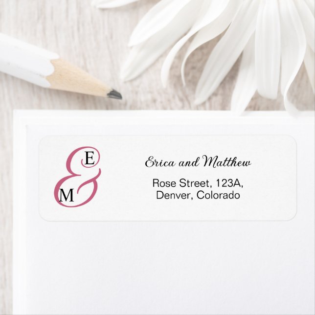 Dusty Pink Boho Floral Wedding Return Address (Insitu)