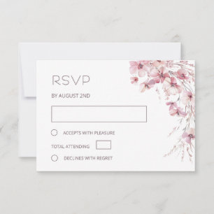 Dusty Pink Boho Floral Wedding RSVP Card