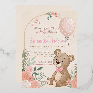 Dusty Pink Boho Teddy Bear Balloon Baby