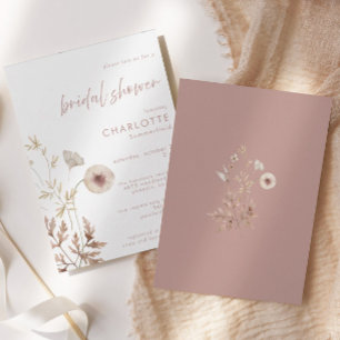 Dusty Pink Botanical Floral Bridal Shower Invitation