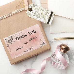 Dusty Pink Botanical floral Wedding Rectangular Sticker