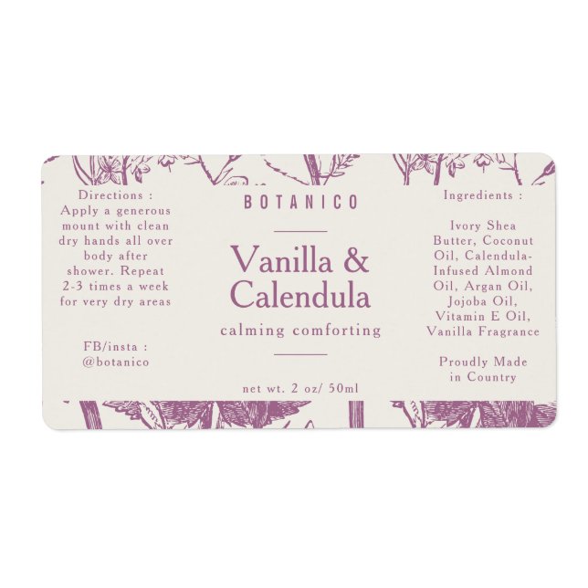 Dusty Pink Botanical Ingredients Natural Packaging (Front)