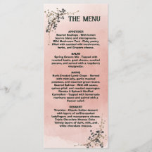 Dusty Pink Botanical Wedding Menu , Wedding Menu