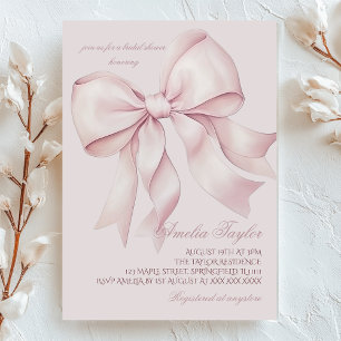 Dusty Pink Bow Bridal Shower Invitation