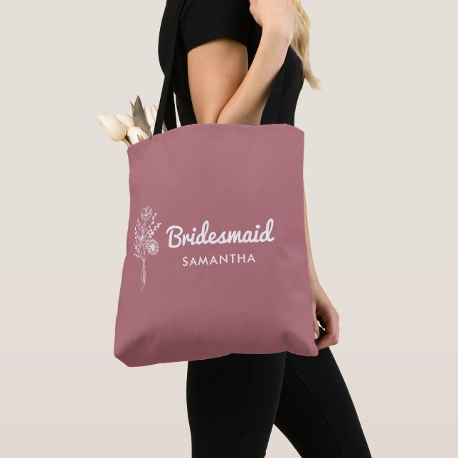 Dusty Pink Bridesmaid Proposal Maid of honour Gift Tote Bag (Close Up)