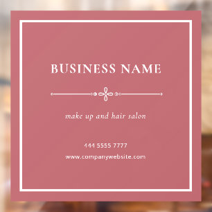 Dusty Pink Business Salon Name White Frame Window Cling