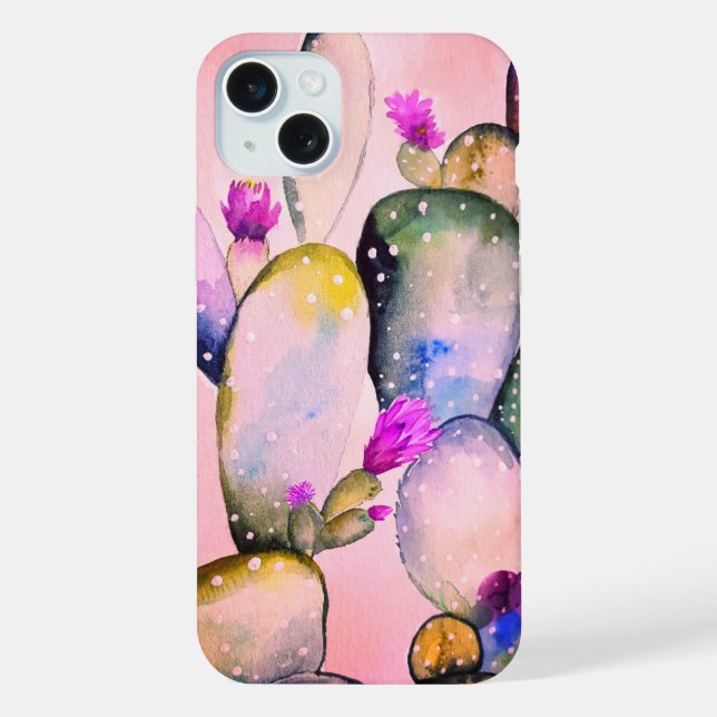 Dusty Pink Cactus iPhone Case (Back)