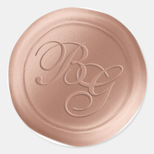Dusty Pink Calligraphy Monogram Wax Seal Stickers