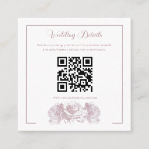 Dusty Pink Calligraphy QR Code Wedding Enclosure Card