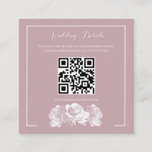 Dusty Pink Calligraphy QR Info Wedding Enclosure Card