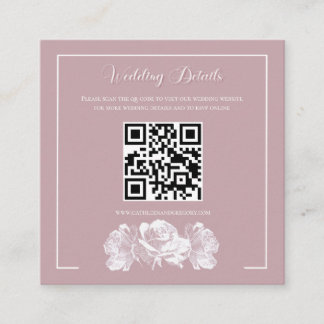 Dusty Pink Calligraphy QR Info Wedding Enclosure Card