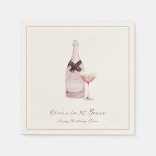 Dusty Pink Champagne Personalised Birthday Napkins