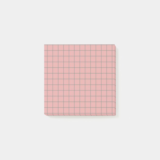 Dusty Pink Chequered Pattern Elegant Grid Design  Post-it Notes (Front)