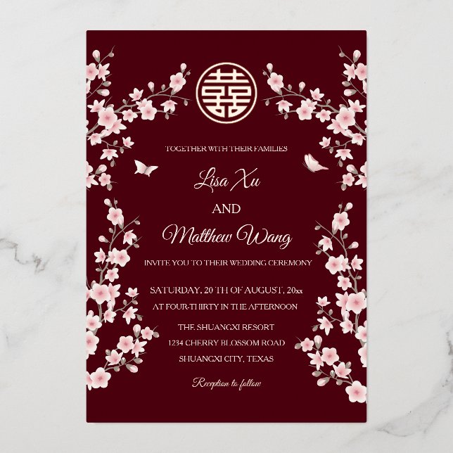  Dusty Pink Cherry Blossom Chinese Wedding (Front)