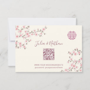 Dusty PInk Cherry Blossom RSVP Chinese Wedding Card