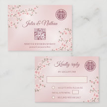 Dusty PInk Cherry Blossom  RSVP Chinese Wedding