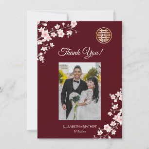 Dusty Pink Cherry Blossom Wedding Thank You