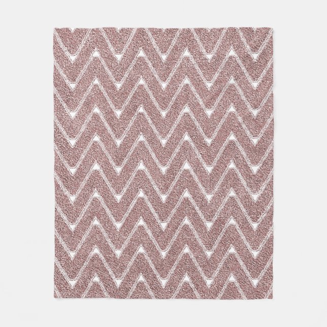 Dusty Pink Chevron Pattern Fleece Blanket (Front)