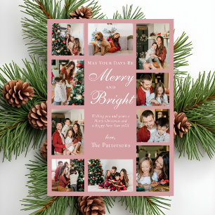Dusty Pink Chic 10 Photo Collage Classy Christmas Holiday Card