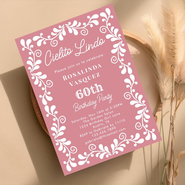 Dusty Pink Cielito Lindo Mexican 60th Birthday Invitation (Creator Uploaded)