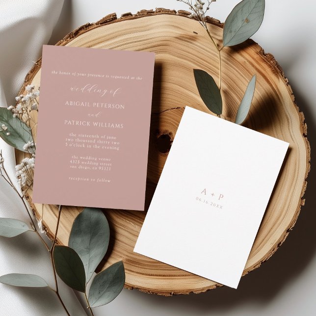 Dusty Pink Classic Minimal Wedding Invitation (Creator Uploaded)