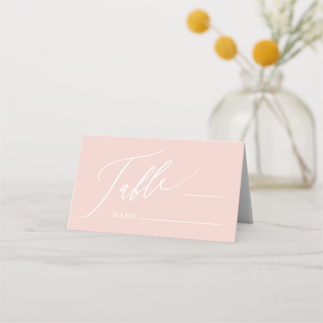 Dusty Pink Cross Girl Baptism Folded Place Card (Front)