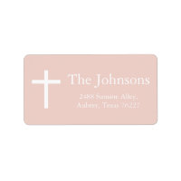 Dusty Pink Cross Girl Baptism Return Address Label