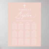 Dusty Pink Cross Girl Baptism Seating Chart Sign