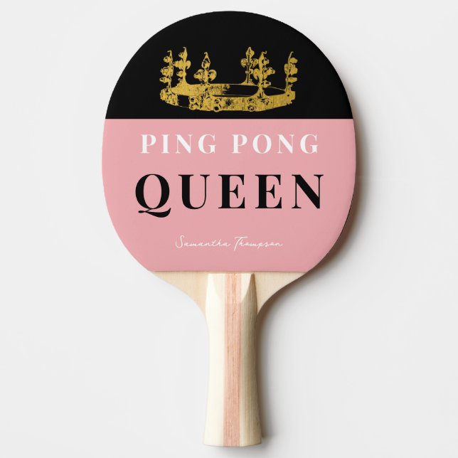 Dusty Pink Crown Table Tennis Queen Glam Custom Ping Pong Paddle (Front)